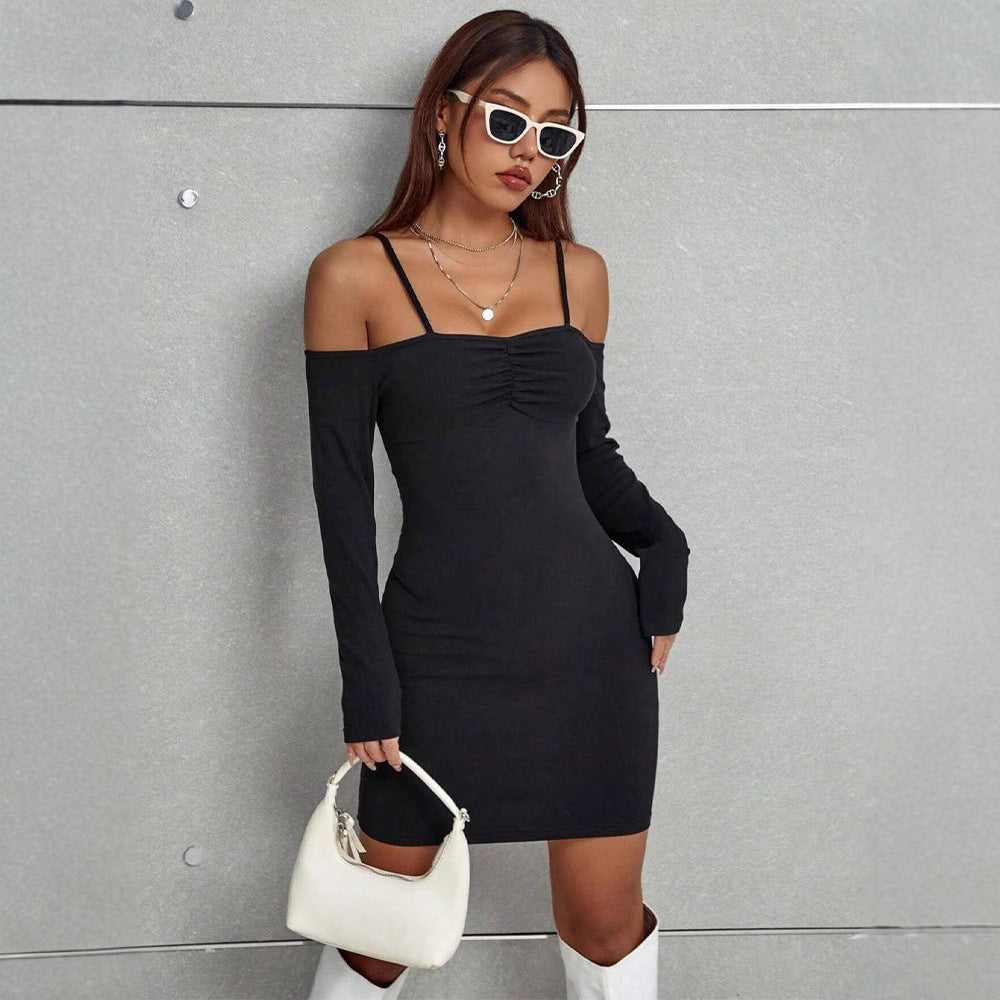 Dame elegant Bodycon-kjole med cut-out-detaljer og lange ærmer Skovae