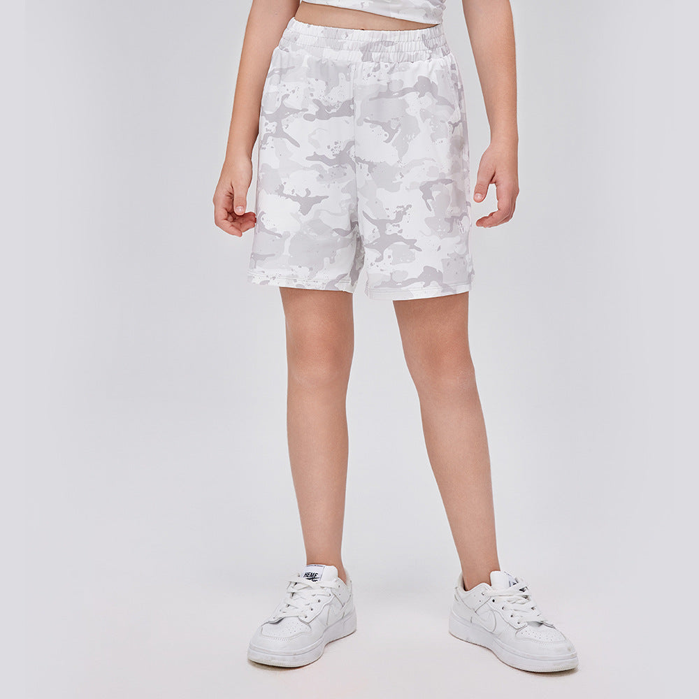 Dame sporty fritidsshorts med elastisk talje og moderne camouflage-tryk Stilla