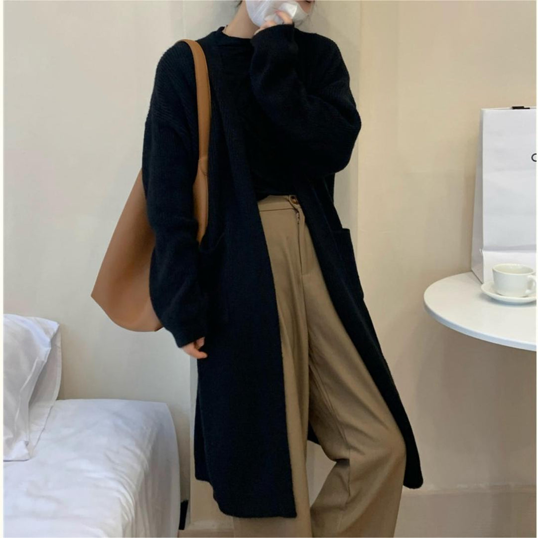 Femme Oversized Strik-Cardigan med lommer Stilla