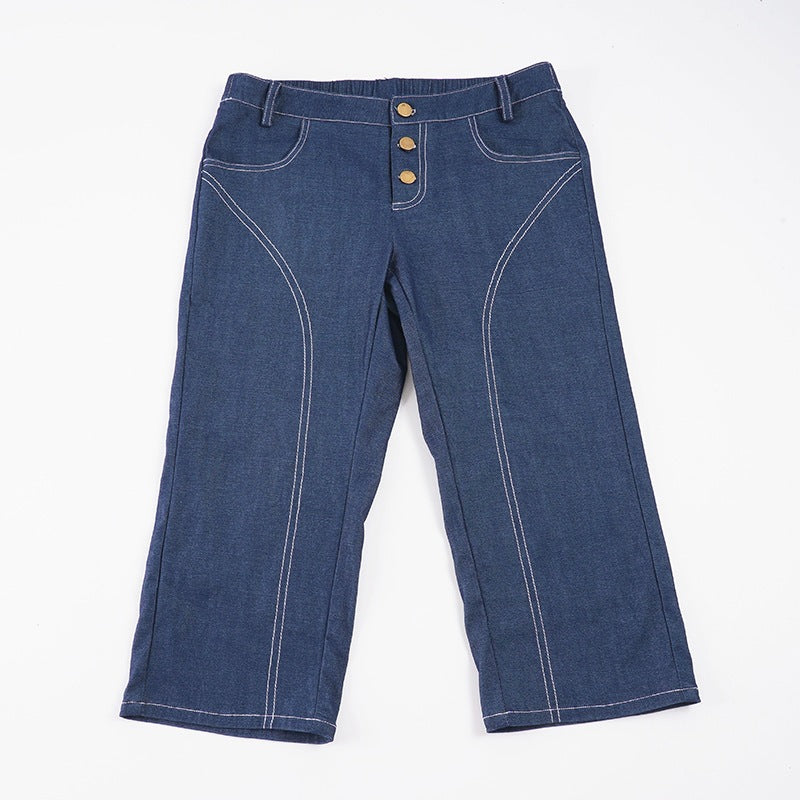 Dame Denim Crop-Top med moderne snit og justerbare stropper Skovae