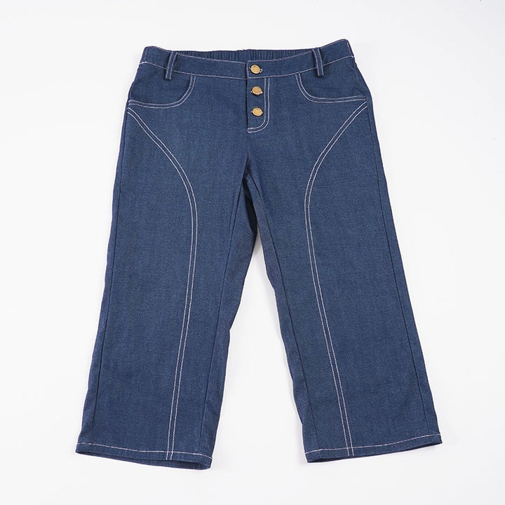 Dame Denim Crop-Top med moderne snit og justerbare stropper Skovae