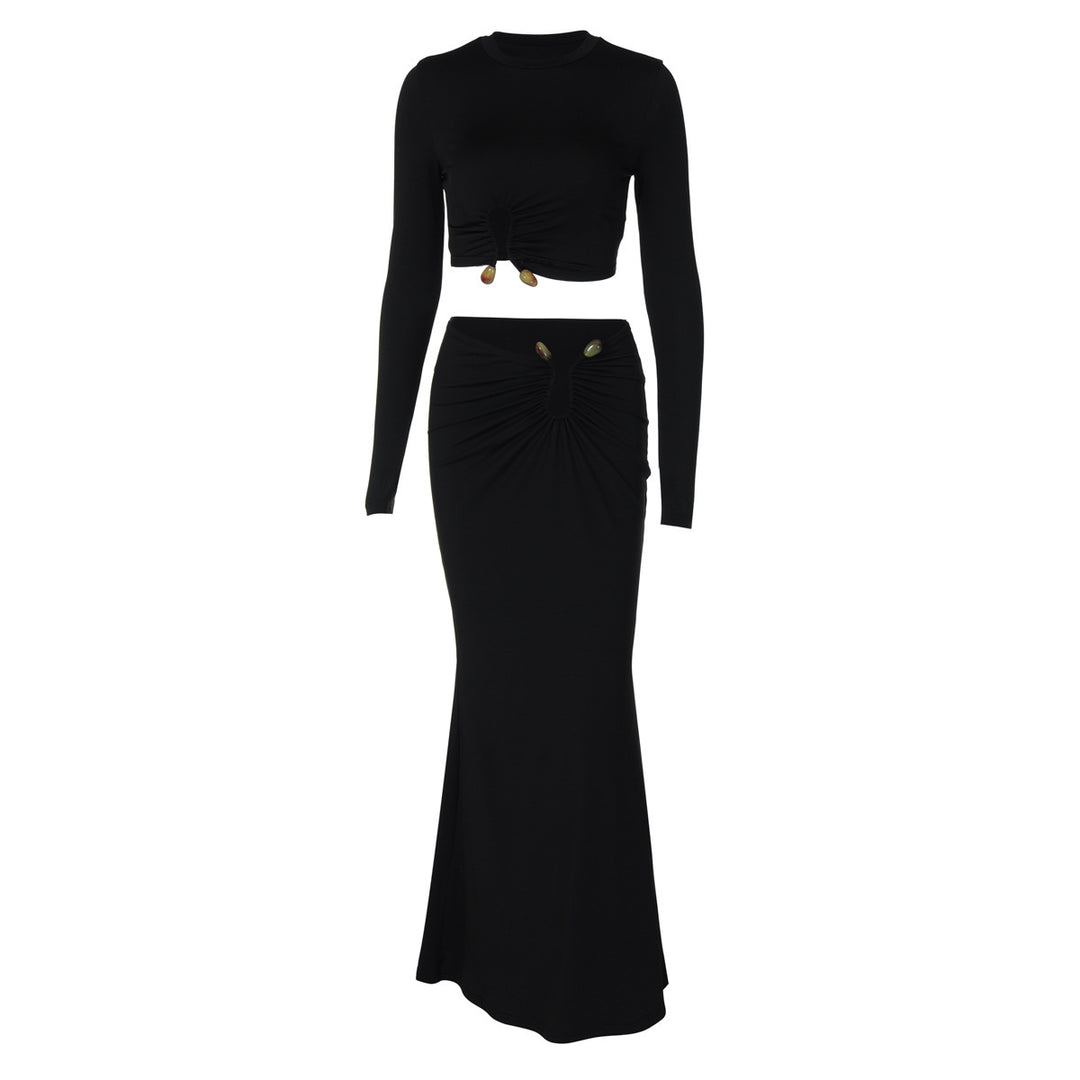 Dame Crop-Top og Nederdel med Cut-Out-Design Stilla