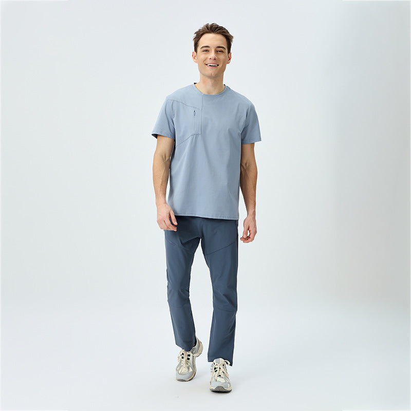 Herrer åndbart sports-T-shirt med praktisk lynlås og sidelomme Stilla