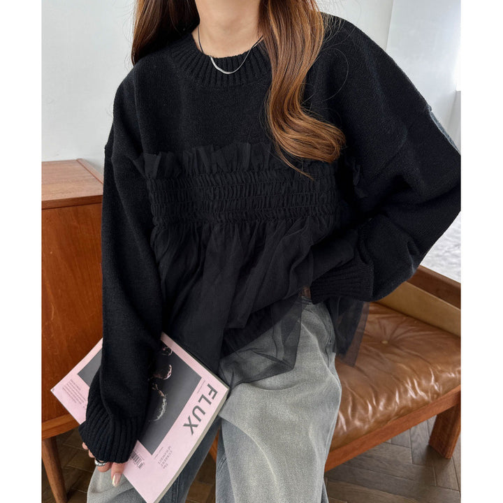 Kvinders oversized pullover med flæsedetaljer Stilla