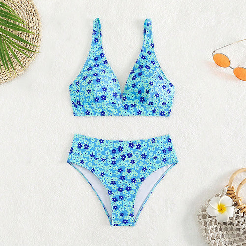 Dame Højskåret bikini med blomsterprint Skovae
