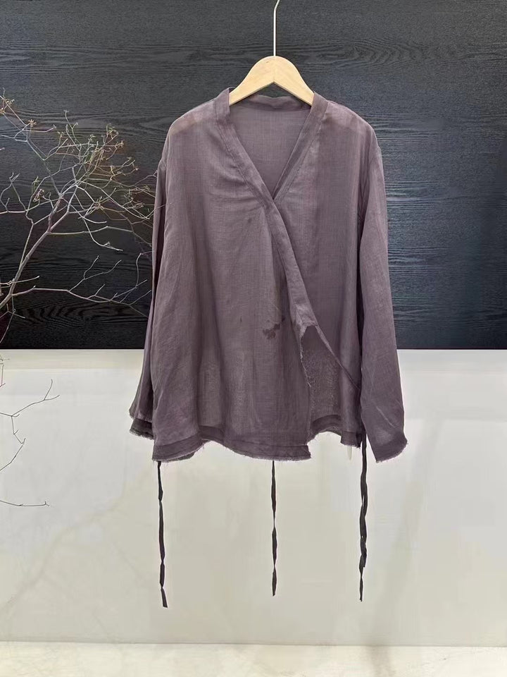 Femme Letvægts Tie-Front Langærmet Bluse Stilla