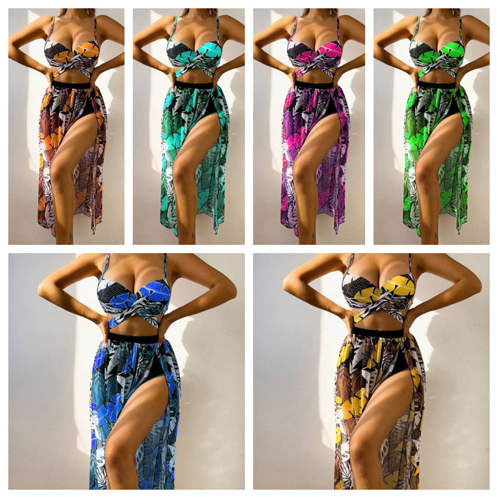Dame Bikinisæt med forførende cut-out-design og gennemsigtig maxiskørt Stilla