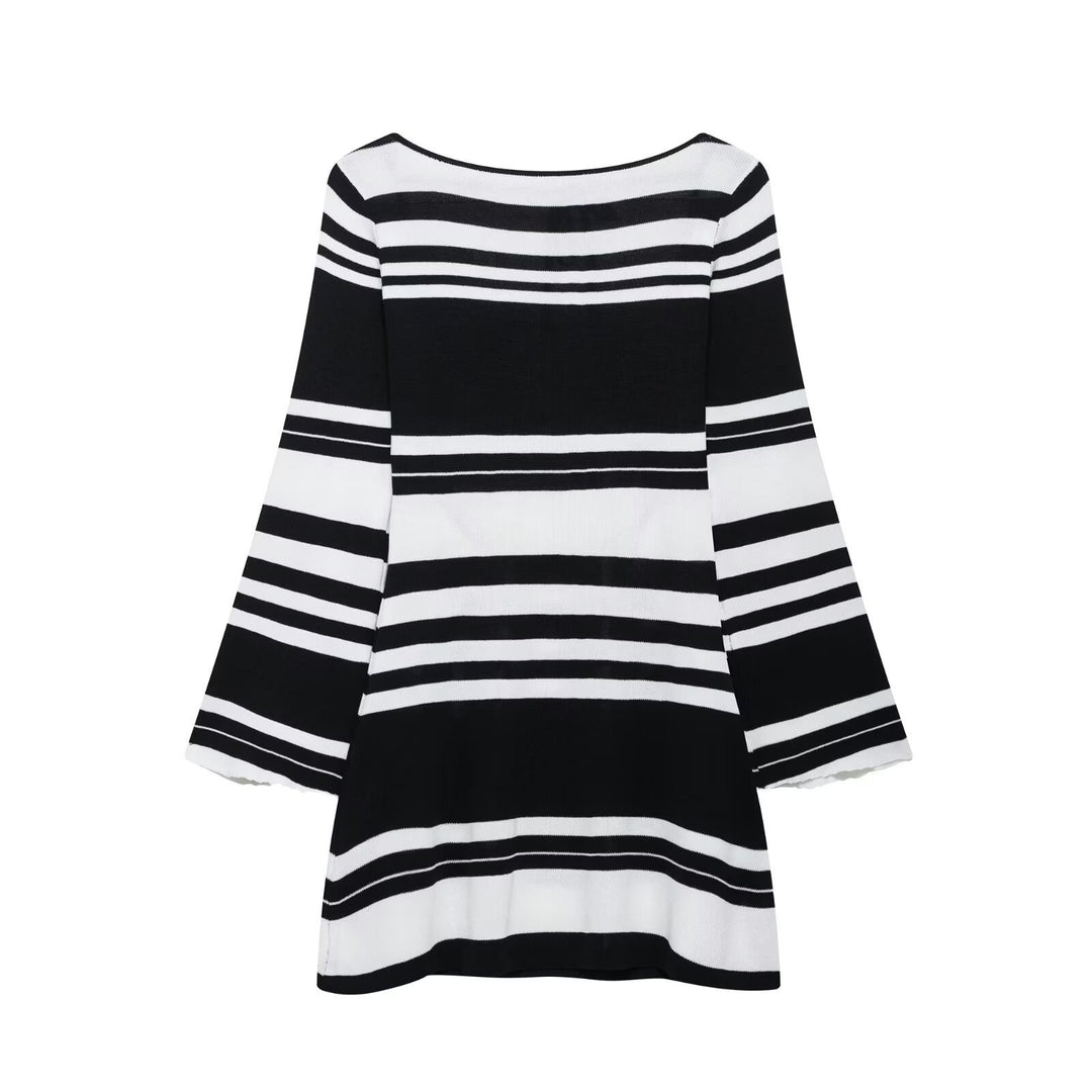 Femme Bell Sleeve Stribet Tunika Kjole Stilla