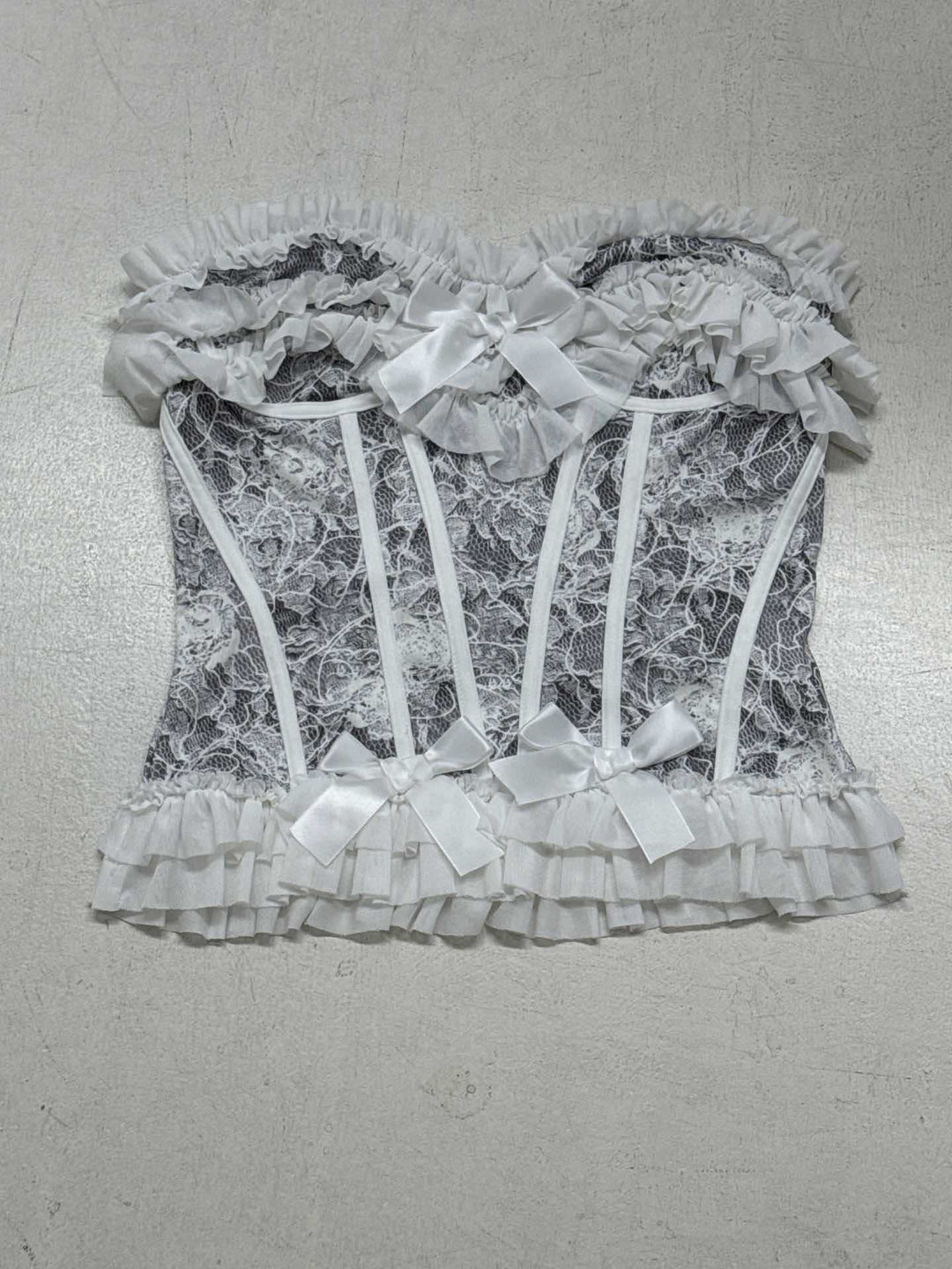 Dame spitze bustier med flæsedetaljer Skovae