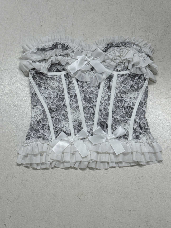 Dame spitze bustier med flæsedetaljer Skovae