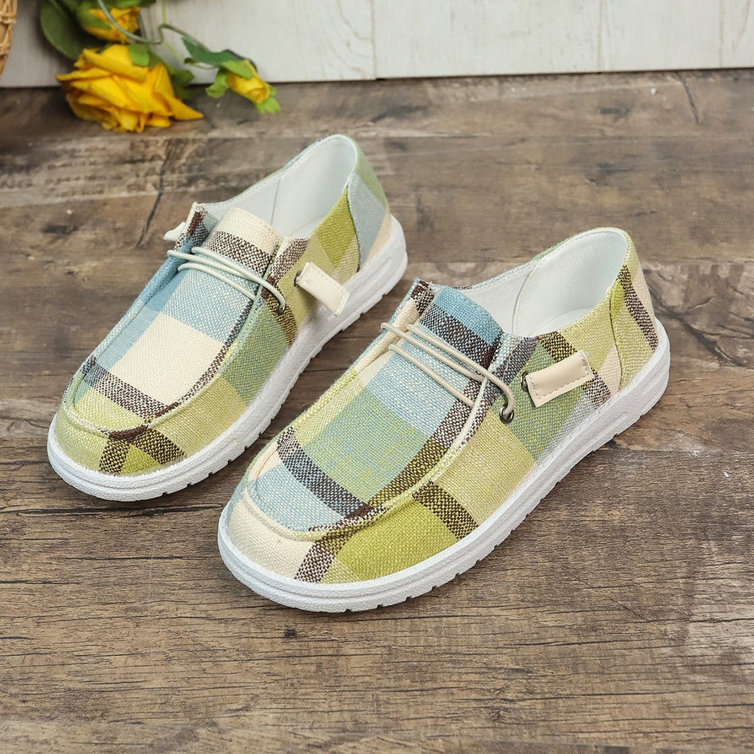 Dame Behagelige Slippers med ternet design og elastisk snørebånd Stilla