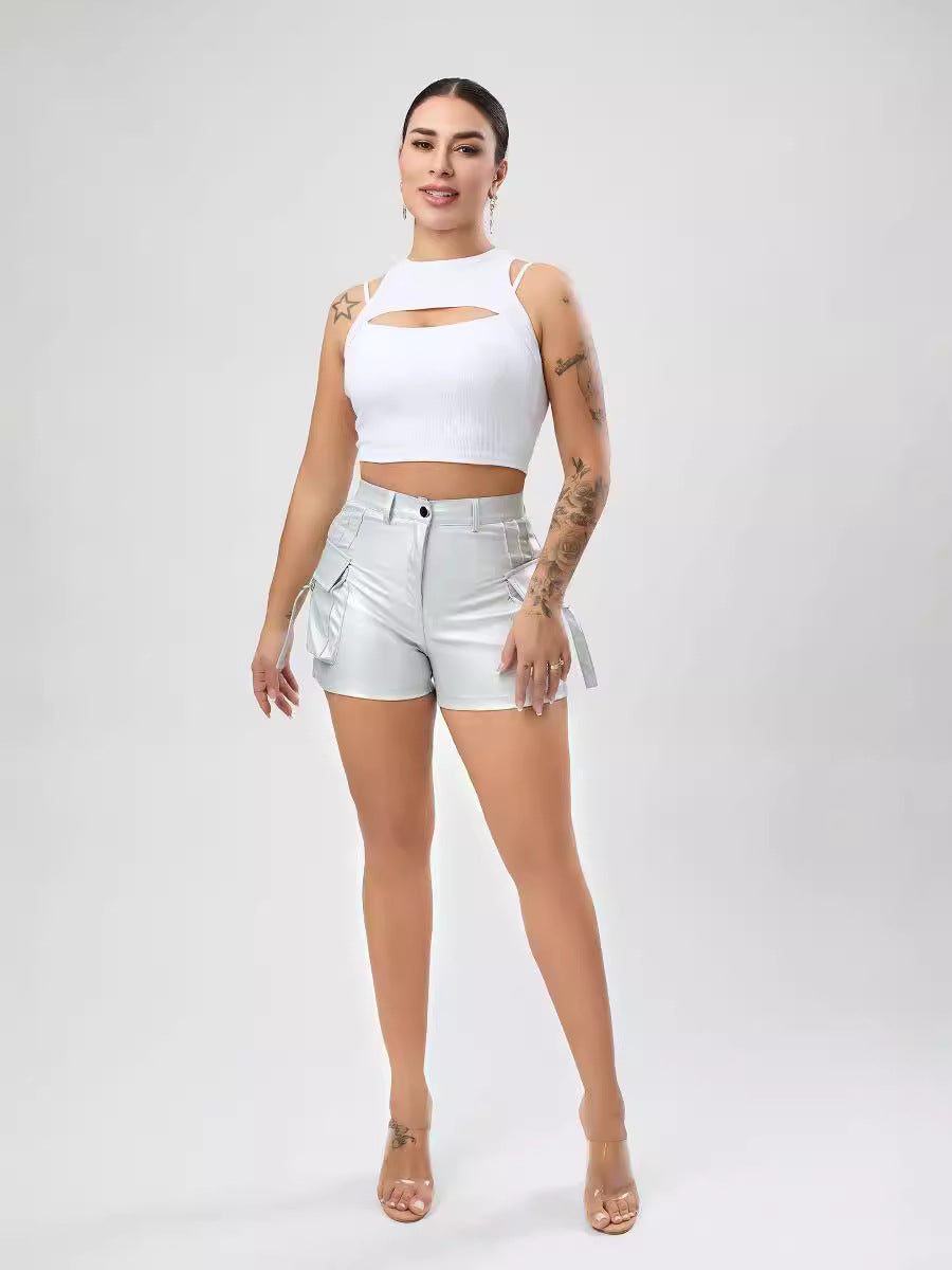 Dame Løs Cropped Bluse med Blondeaccent Stilla