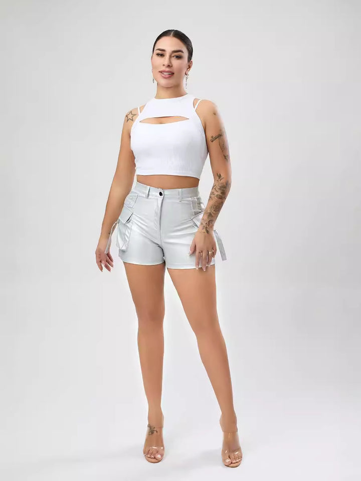 Dame Løs Cropped Bluse med Blondeaccent Stilla