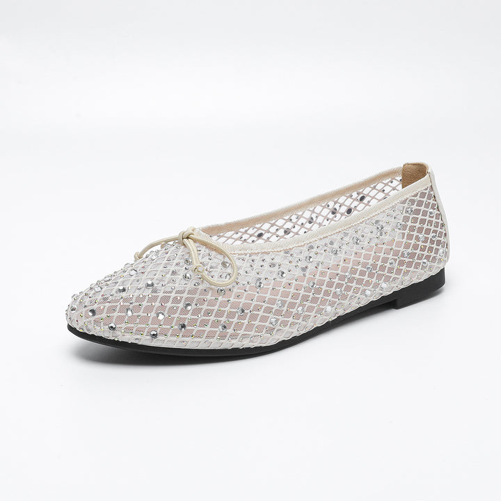 Dame glitrende ballerinas med dekorativt netdesign Stilla