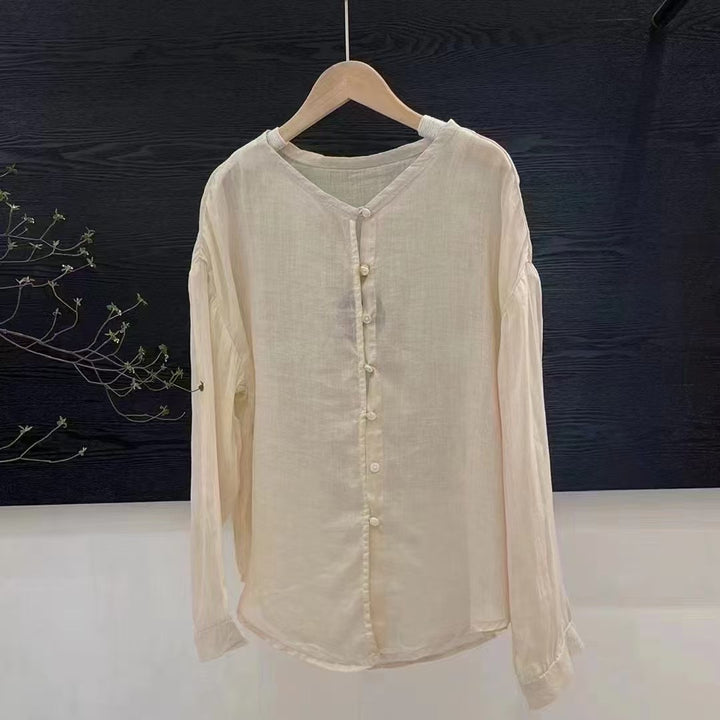 Femme Casual Letvægts Langærmet Knap Bluse Stilla