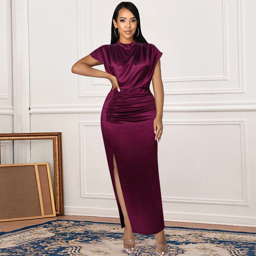 Damer Elegant Maxikjole med dyb slids og raffineret draperingsdesign Skovae