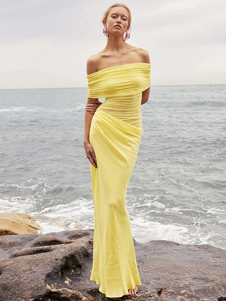 Dame Elegant Wrap Kjole med Off-Shoulder Design og Draperingseffekt Skovae