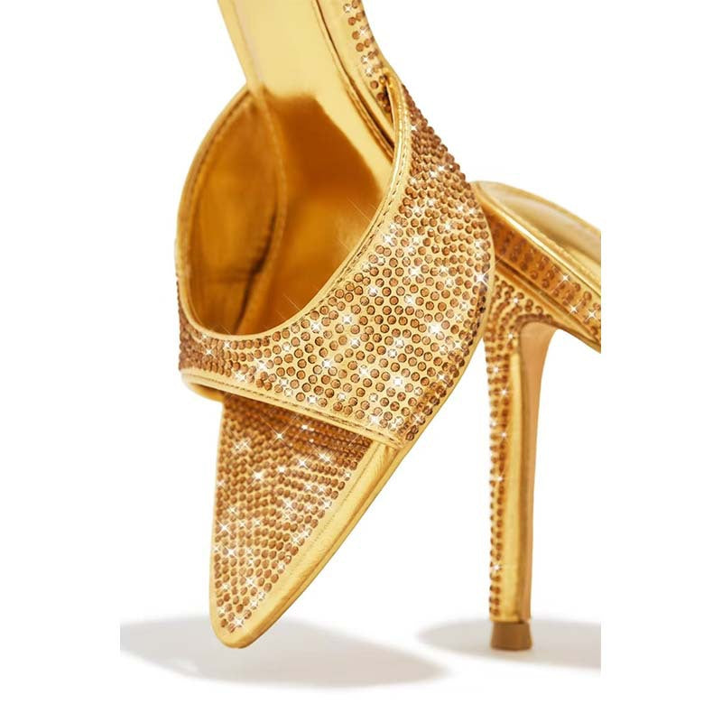 Femme Stiletto Mules med strassdekorationer  Stilla