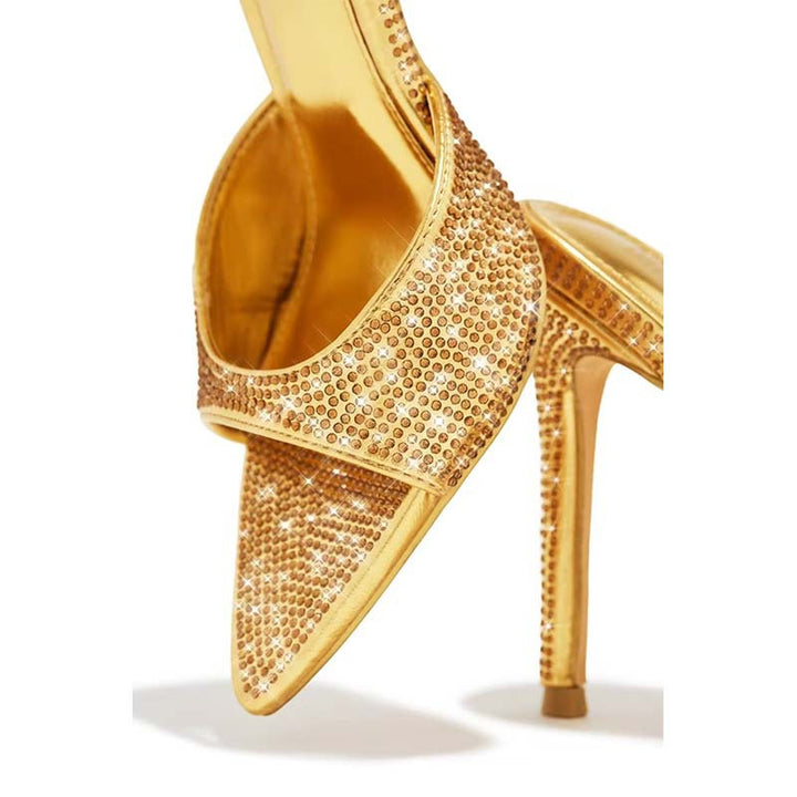 Femme Stiletto Mules med strassdekorationer  Stilla