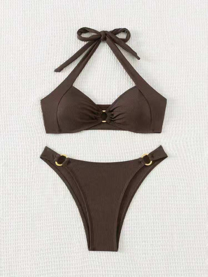 Dame Halter Tie-Front Bikini Sæt Stilla