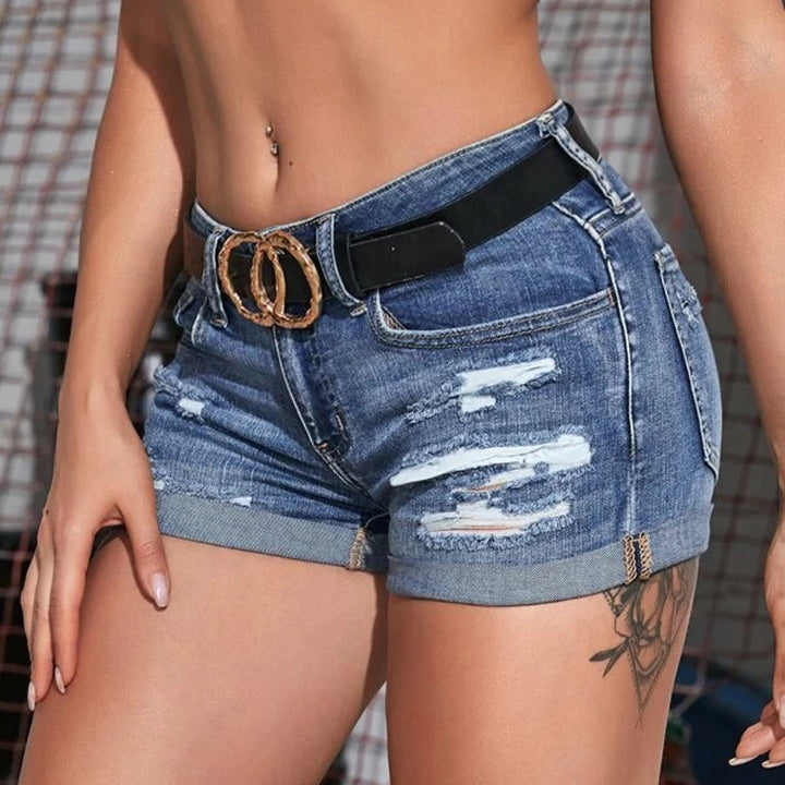 Dame Mode Jeans Shorts med frynset afslutninger og udfransede detaljer Stilla
