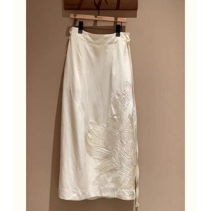 Femme Broderet Satin Maxi-Nederdel Stilla