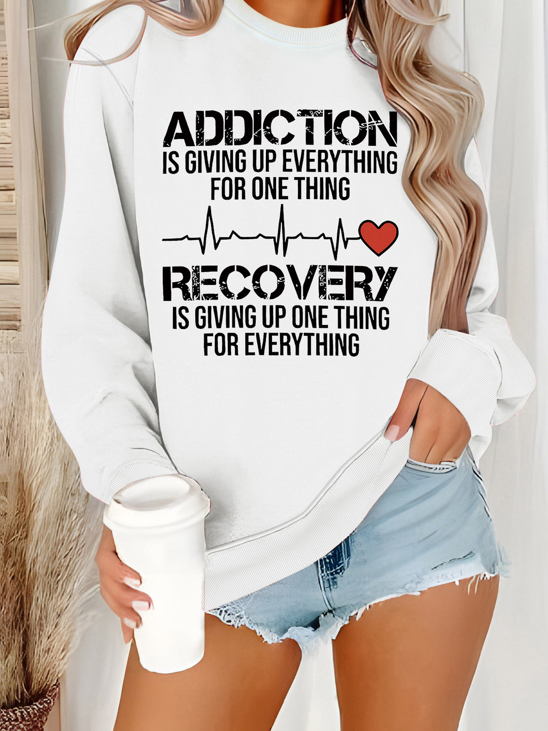Kvinders sweatshirt med inspirerende print og afslappet snit Stilla