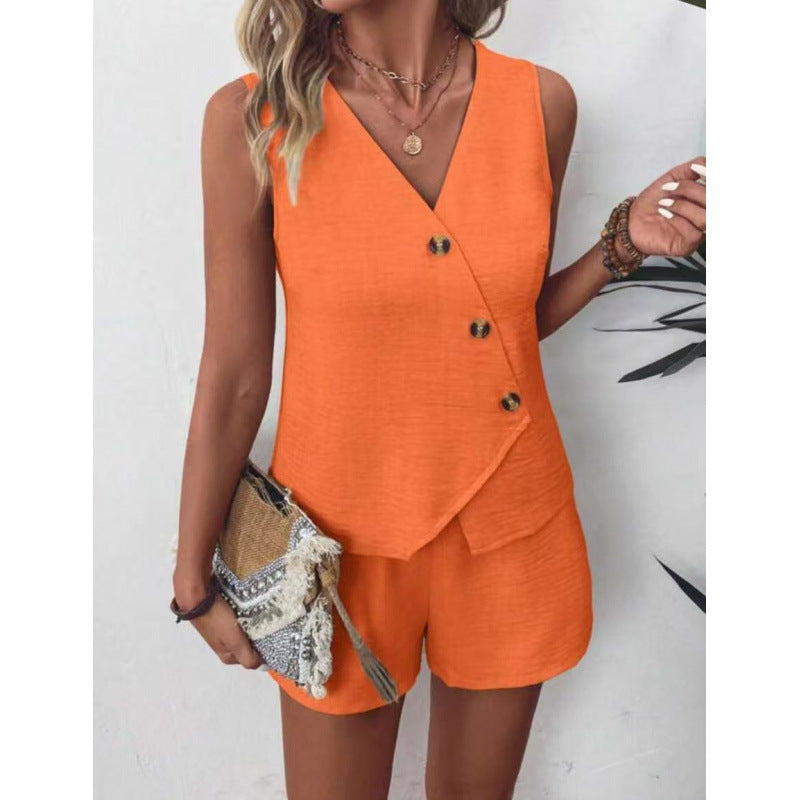 Dame Smart Casual Wrap Top og Shorts Sæt Stilla