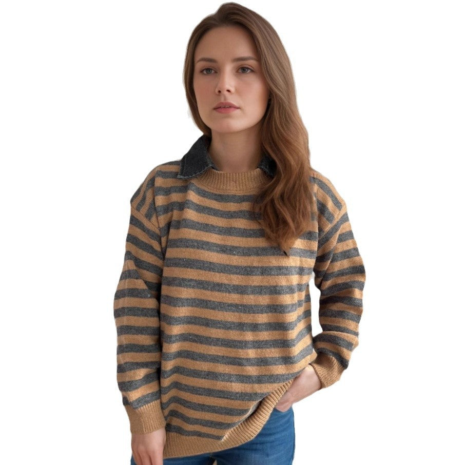 Kvinders oversized sweater med moderigtigt stribemønster og afslappet pasform Stilla