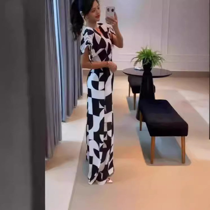 Dame jumpsuit med geometrisk mønster Stilla