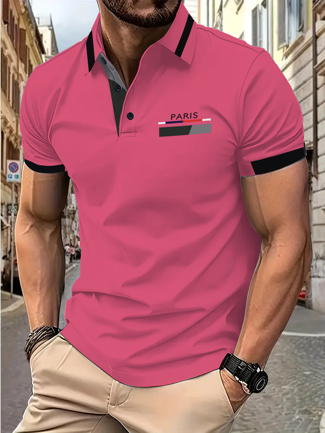 Herrer polo T-shirt med stilfuldt Paris-design Stilla