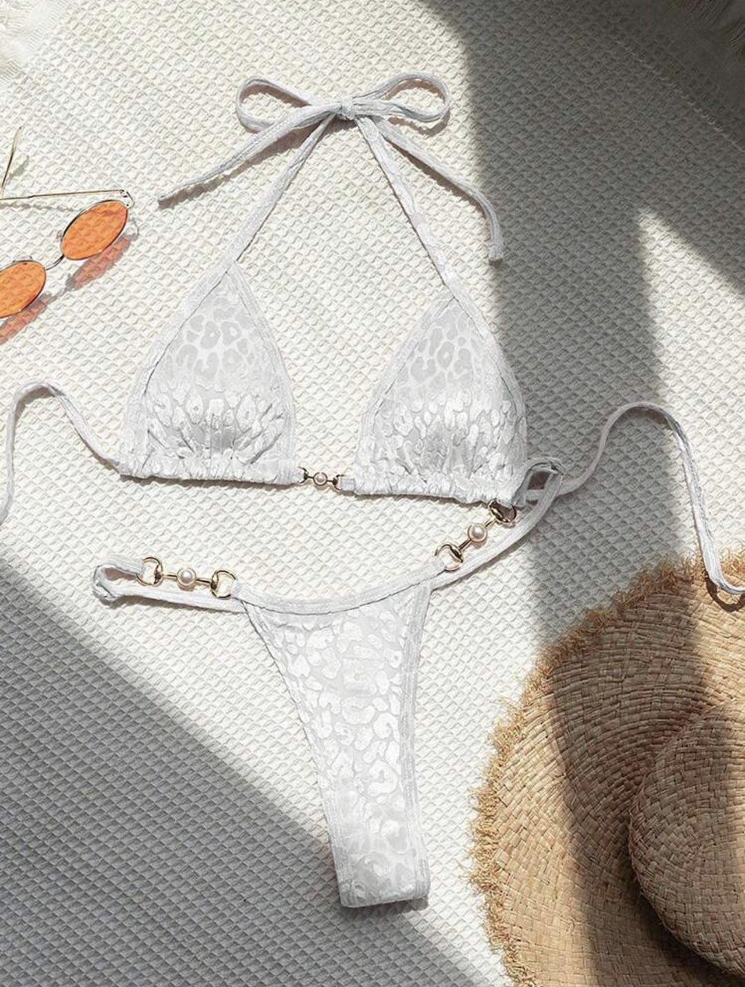 Dame Triangel-Bikini-Sæt med luksuriøs glans og elegant leoprint Stilla