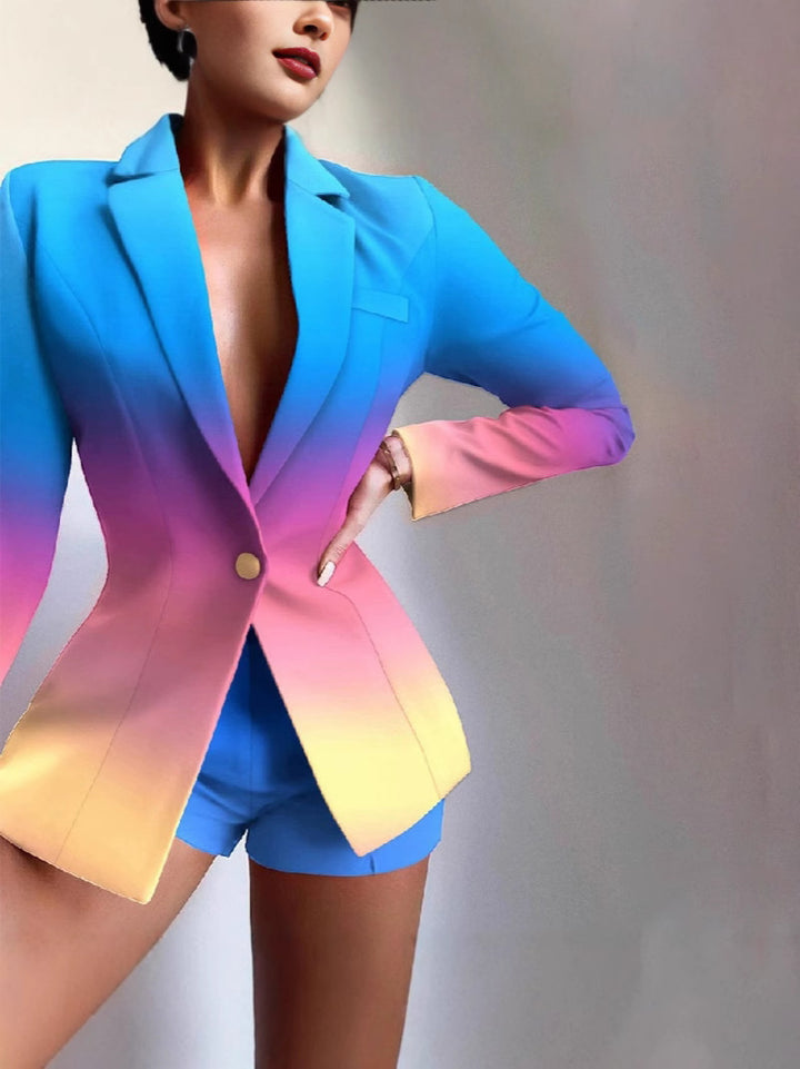 Dame Livligt Blazer-Sæt med Shorts og moderne Farvespil Stilla
