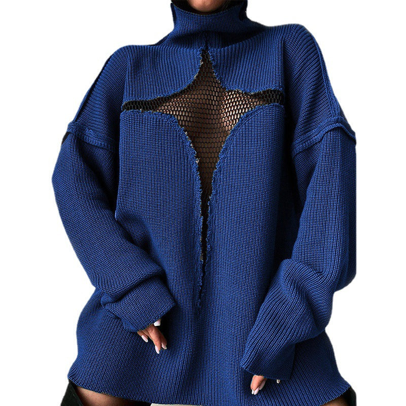 Dame strikpullover med afslappet netdesign Stilla