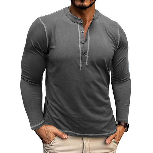 Herrer Langærmet Henley T-shirt med åndbar og elastisk stofteknologi Stilla