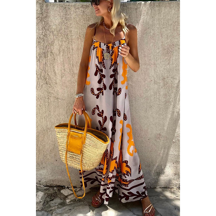 Dame luftig maxikjole med raffineret mønster Skovae