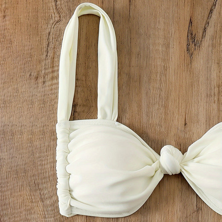 Dame triangel bikini med knude-detalje og justerbare stropper Skovae