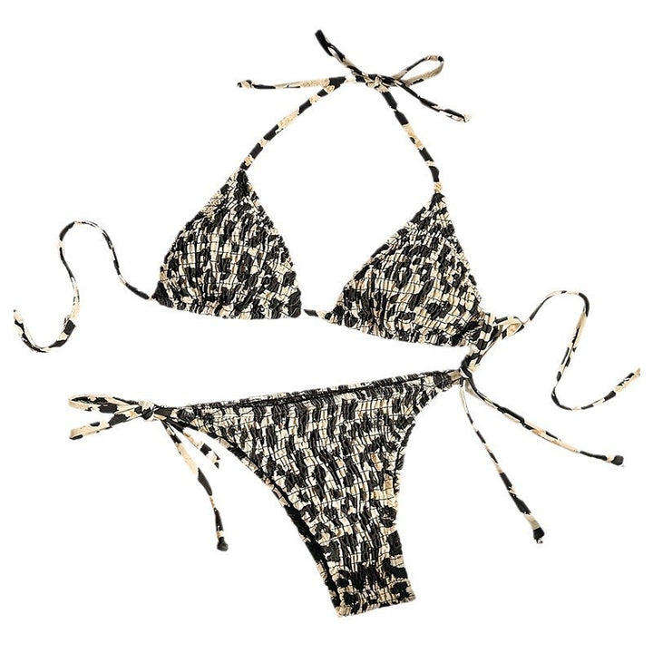 Dame Triangel-Bikini med elegant flæsemønster og justerbare bindebånd Stilla