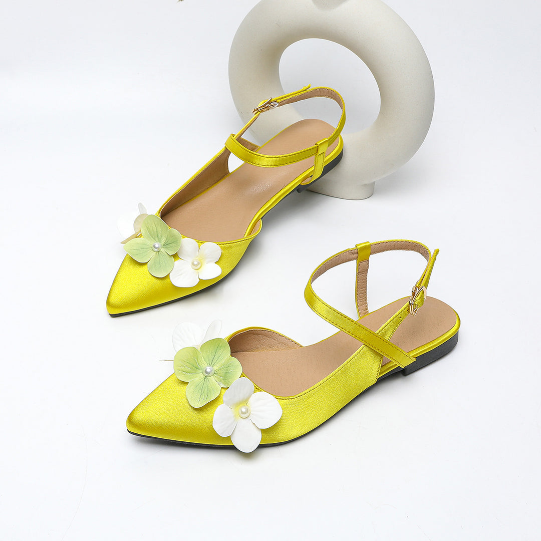 Dame Slingback Ballerinas med florale applikationer Stilla