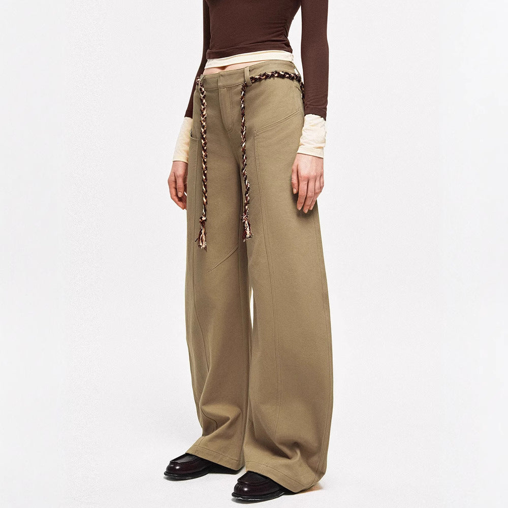 Kvinders brede chino bukser med elegant design og flettet bælte Stilla