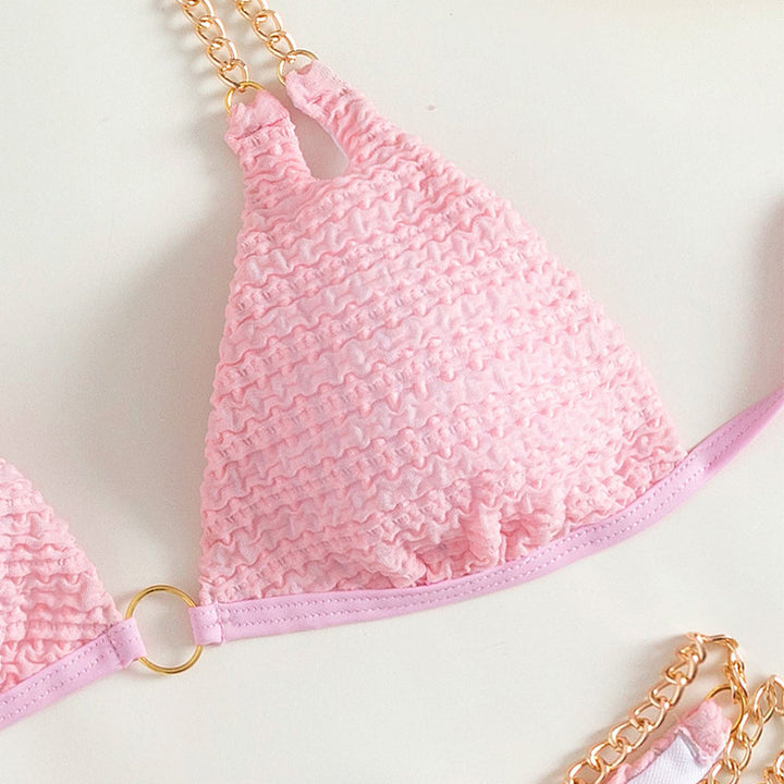 Dame triangle-bikini med kædeaccenter og raffineret design Skovae
