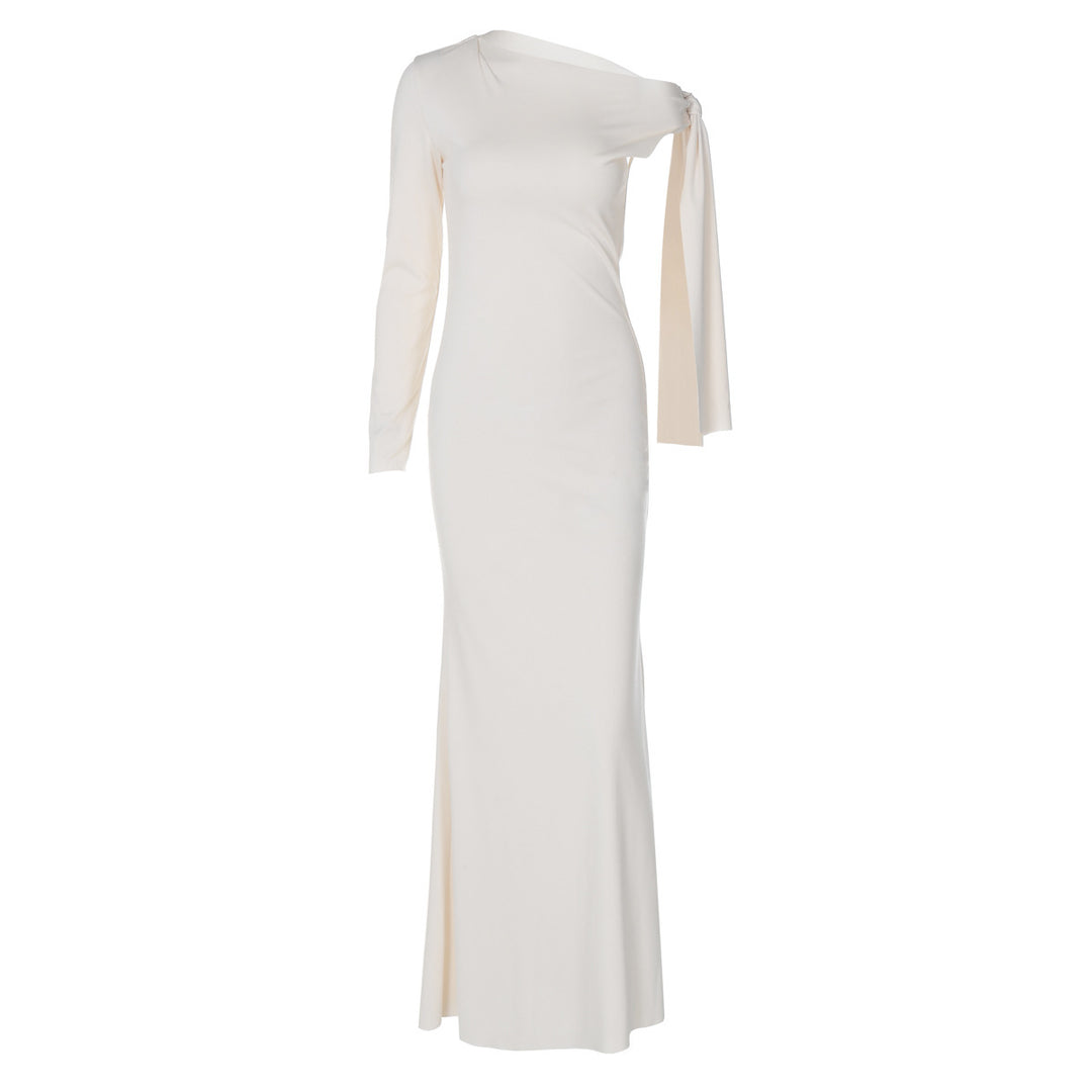 Dame Elegant Maxikjole med asymmetrisk skæring og lange ærmer Stilla