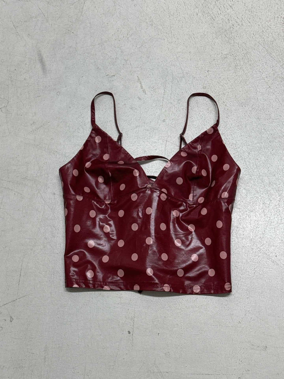 Dame Trendy Polka Dot top i kunstlæder Skovae