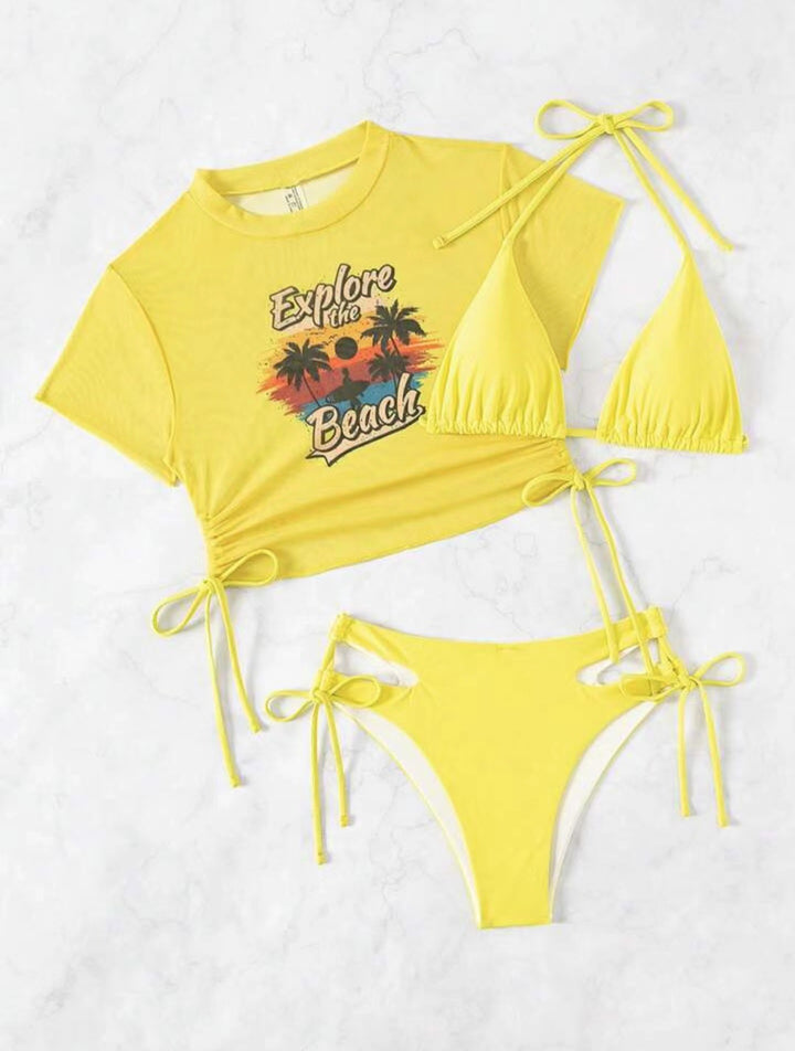 Kvinde Bikini-Sæt med moderne Crop-Top og unikke Cut-out-detaljer Stilla