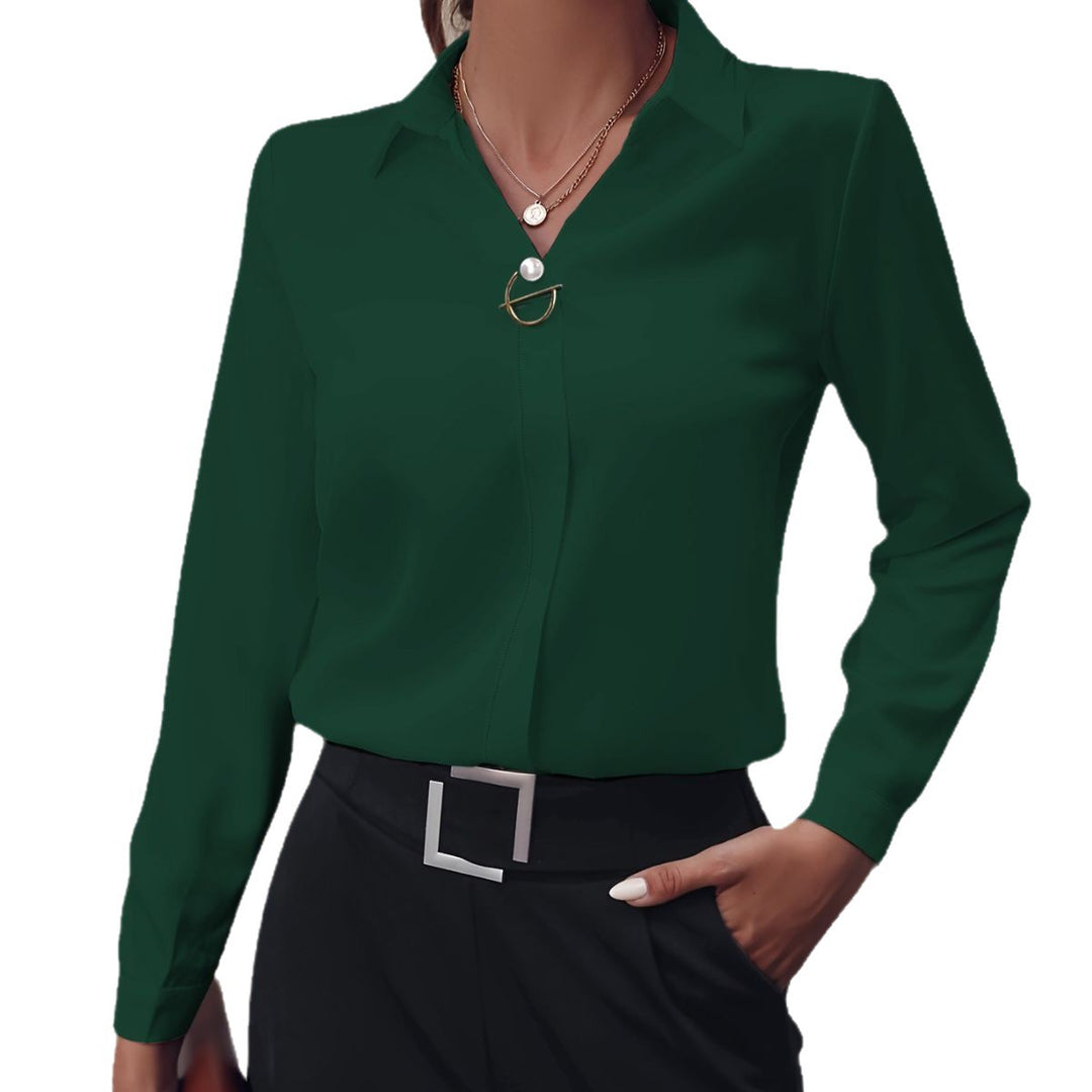 Dame elegant bluse med moderne krave Stilla
