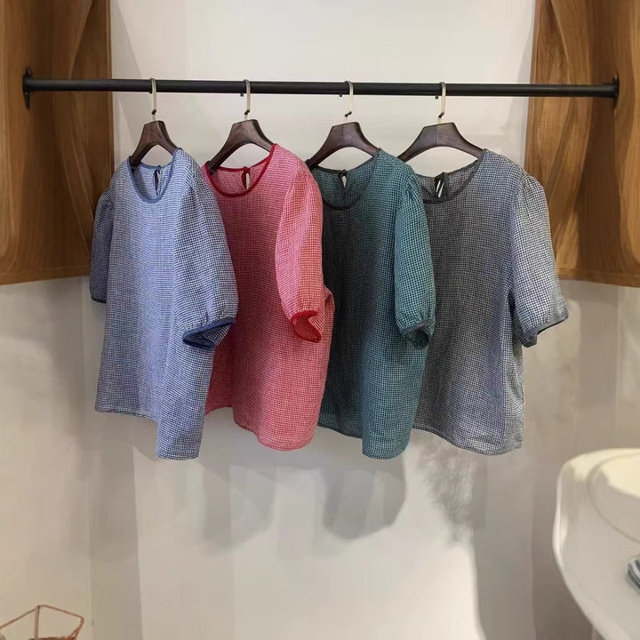 Dame Gingham-mønster Bindebluse Stilla