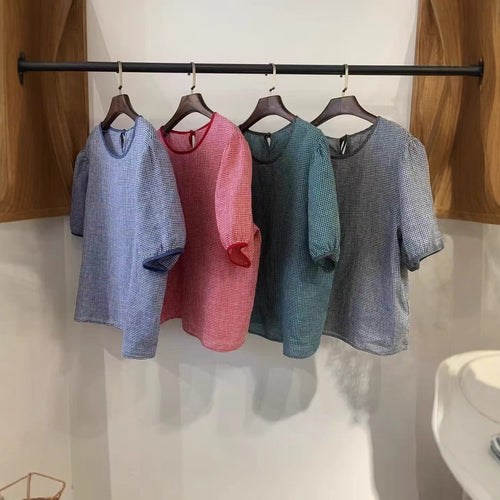 Dame Gingham-mønster Bindebluse Stilla