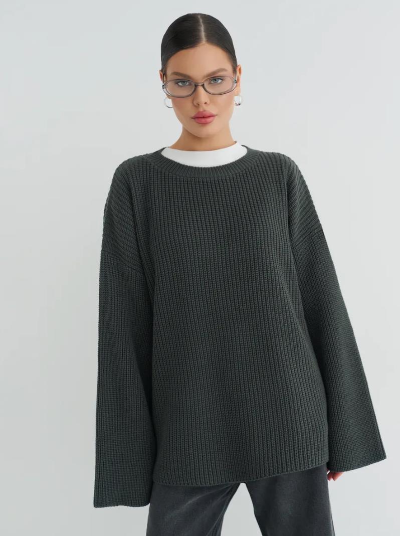 Dame Oversized Strikpullover med struktureret design og afslappet pasform Stilla