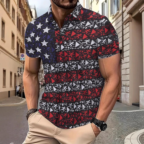 Herrer Poloshirt med dynamisk sportsmotiv Stilla