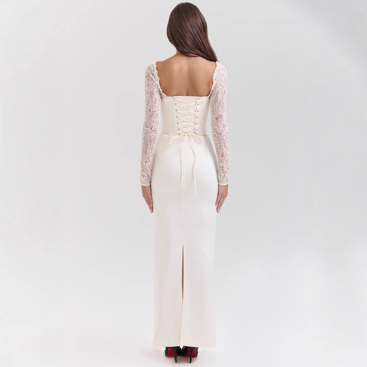 Dame Elegant højhalset aftenkjole med lace og tætsiddende silhuet Skovae